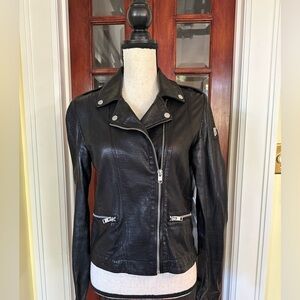MAURITIUS | Hera Perforated Leather Moto Jacket in Black, Size 6